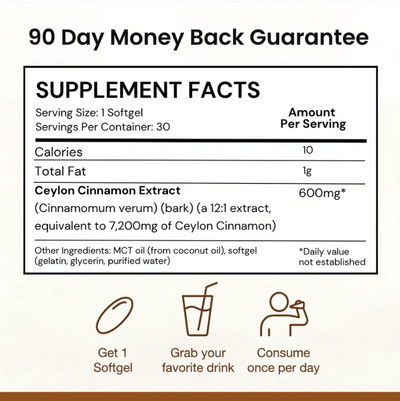 Ceylon Cinnamon 7200mg Equivalent with MCT Oil